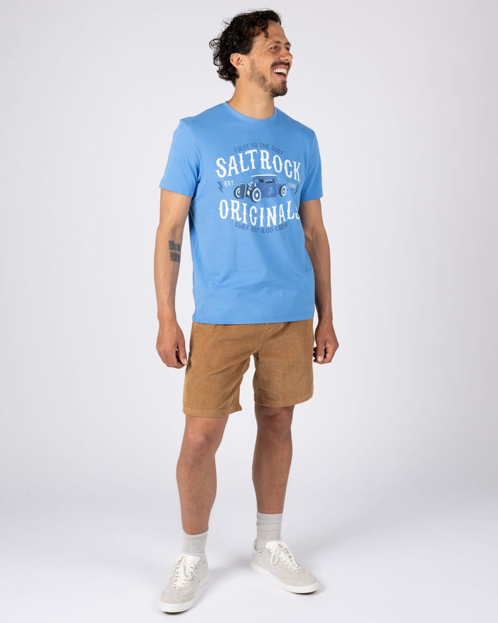 Hot Rod Mens Crew Short Sleeve T-Shirt in Bright Blue