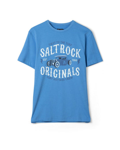 Hot Rod Mens Crew Short Sleeve T-Shirt in Bright Blue