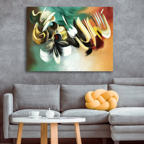 Huge Islamic Abstract Handmade Oil Painting on Stretched Canvas