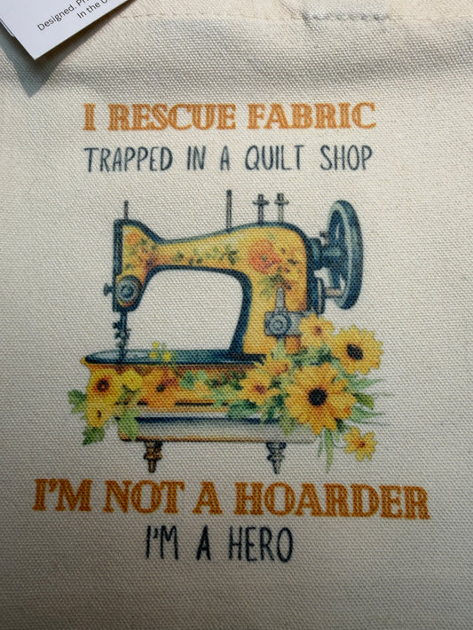 I Rescue Fabric cavas tote bag Bernina Jeff Sewing Machine Supplies Colorado