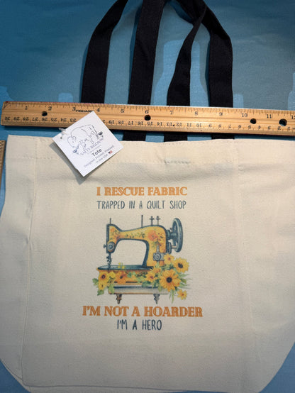 I Rescue Fabric cavas tote bag Bernina Jeff Sewing Machine Supplies Colorado