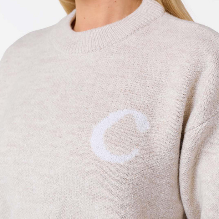 Initial Knit Crew Neck | Oat