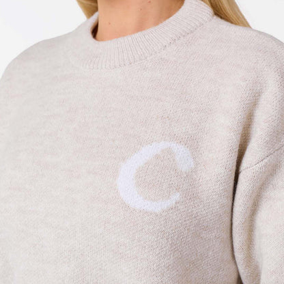 Initial Knit Crew Neck | Oat