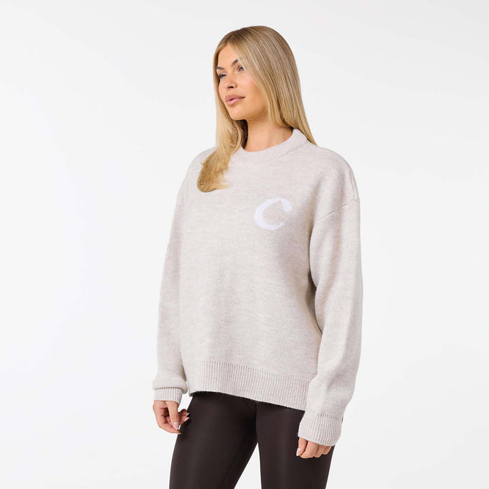 Initial Knit Crew Neck | Oat