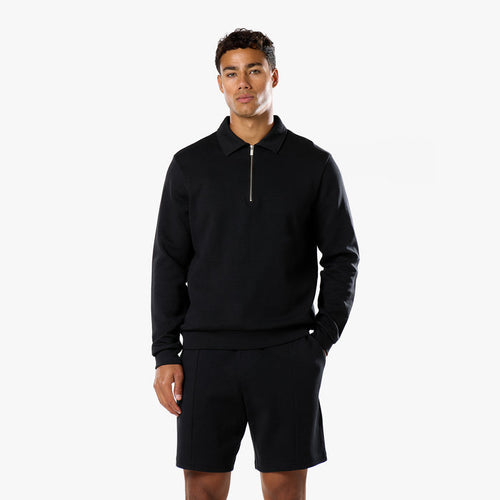 Interlock 1/4 Zip Twinset | Black