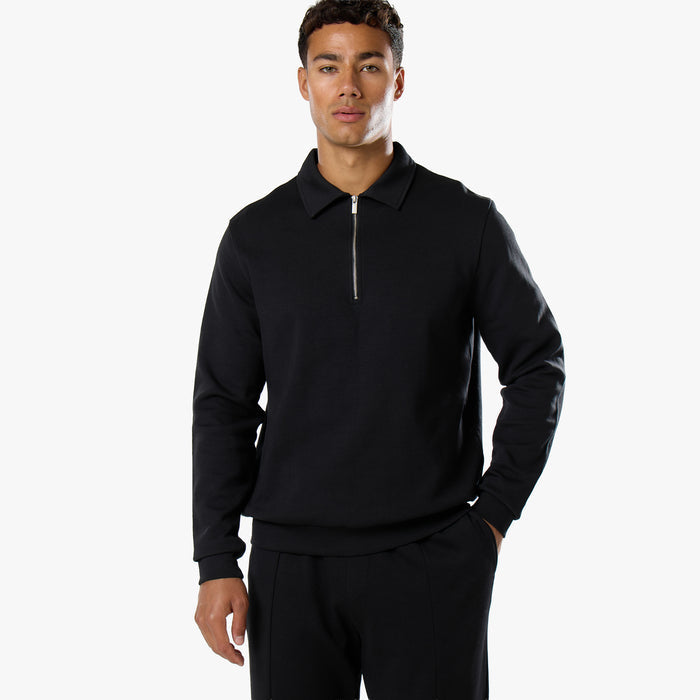 Interlock 1/4 Zip Twinset | Black