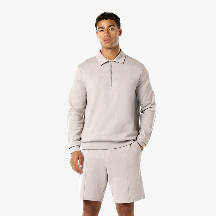 Interlock 1/4 Zip Twinset | Stone