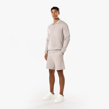 Interlock 1/4 Zip Twinset | Stone