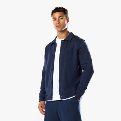 Interlock Button Up Jacket | Navy