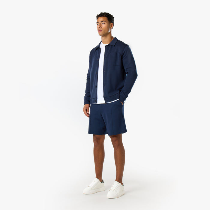 Interlock Button Up Jacket | Navy