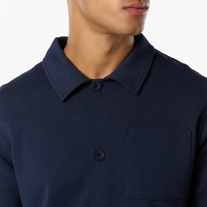 Interlock Button Up Jacket | Navy