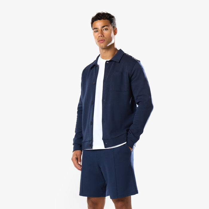 Interlock Button Up Jacket | Navy
