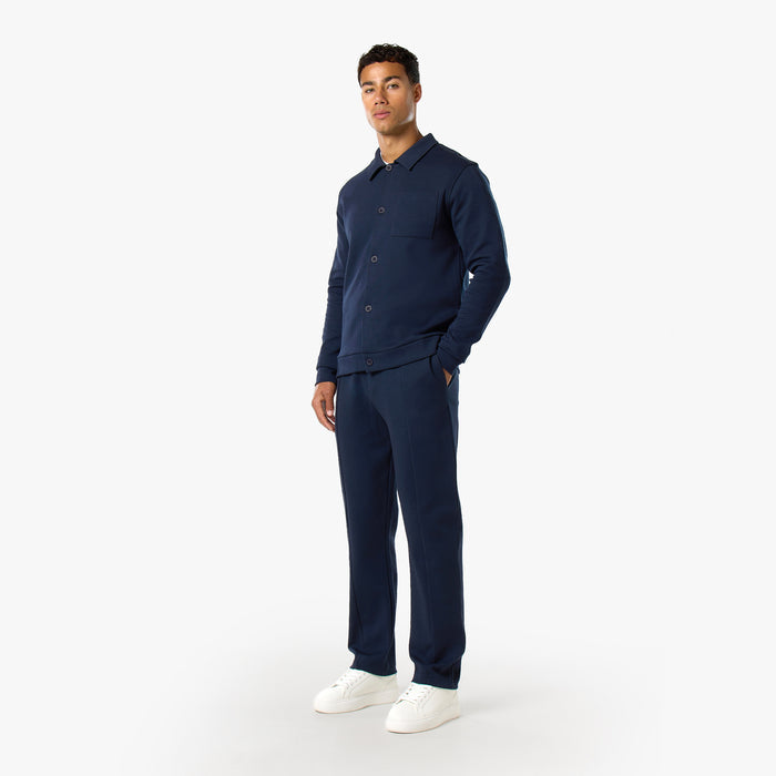 Interlock Button Up Jacket | Navy