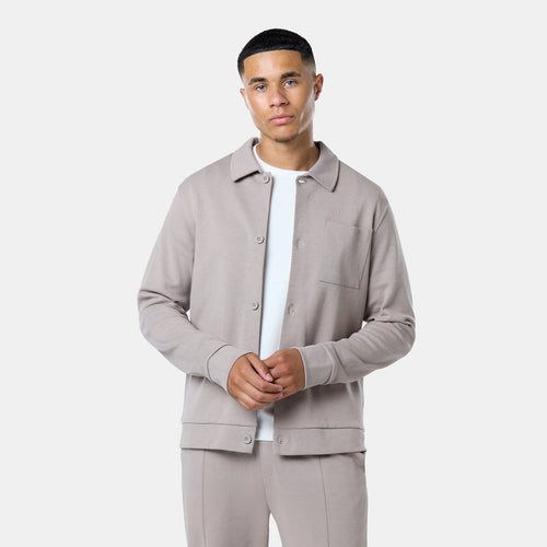 Interlock Button Up Jacket | Taupe