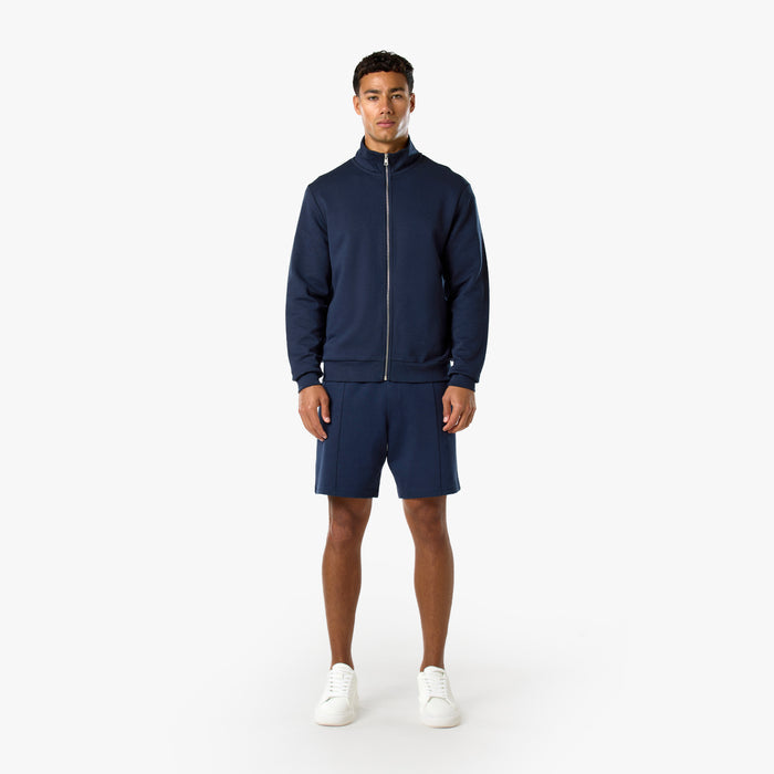 Interlock Full Zip Funnel Neck | Navy