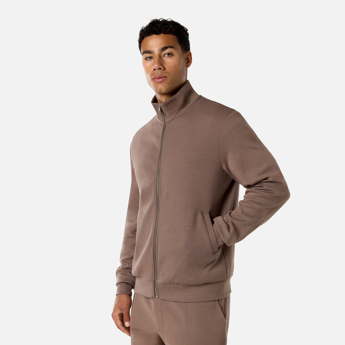 Interlock Full Zip Funnel Neck | Warm Brown