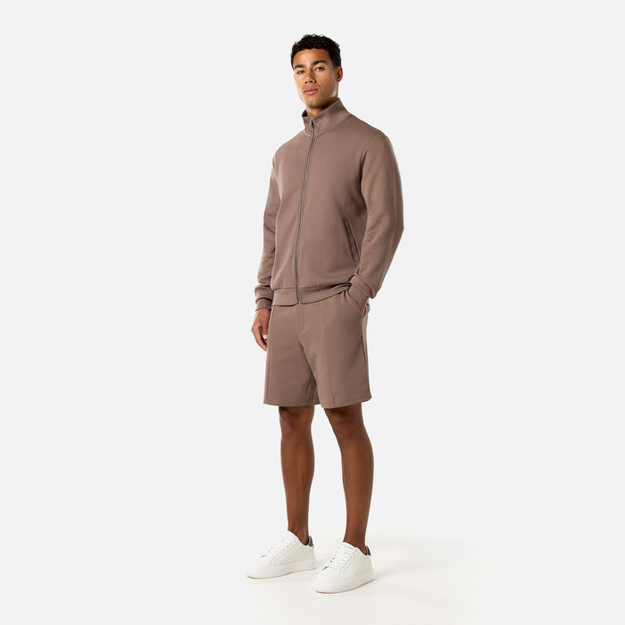 Interlock Full Zip Funnel Neck | Warm Brown