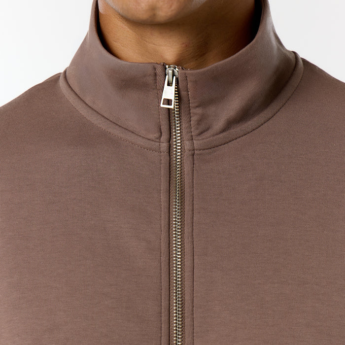 Interlock Full Zip Funnel Neck | Warm Brown