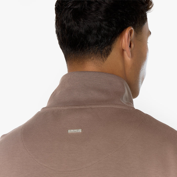 Interlock Full Zip Funnel Neck | Warm Brown