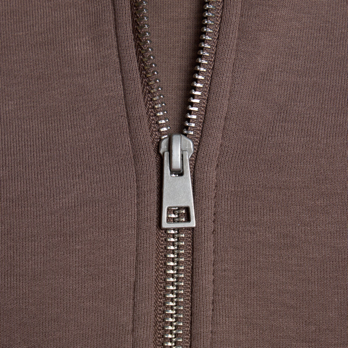 Interlock Full Zip Funnel Neck | Warm Brown