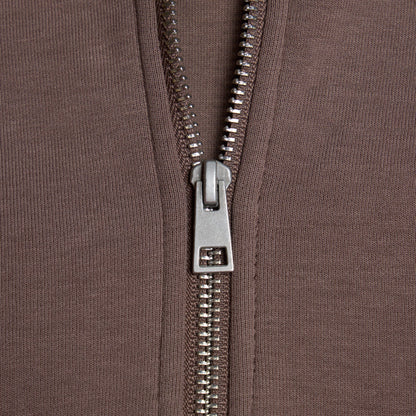 Interlock Full Zip Funnel Neck | Warm Brown
