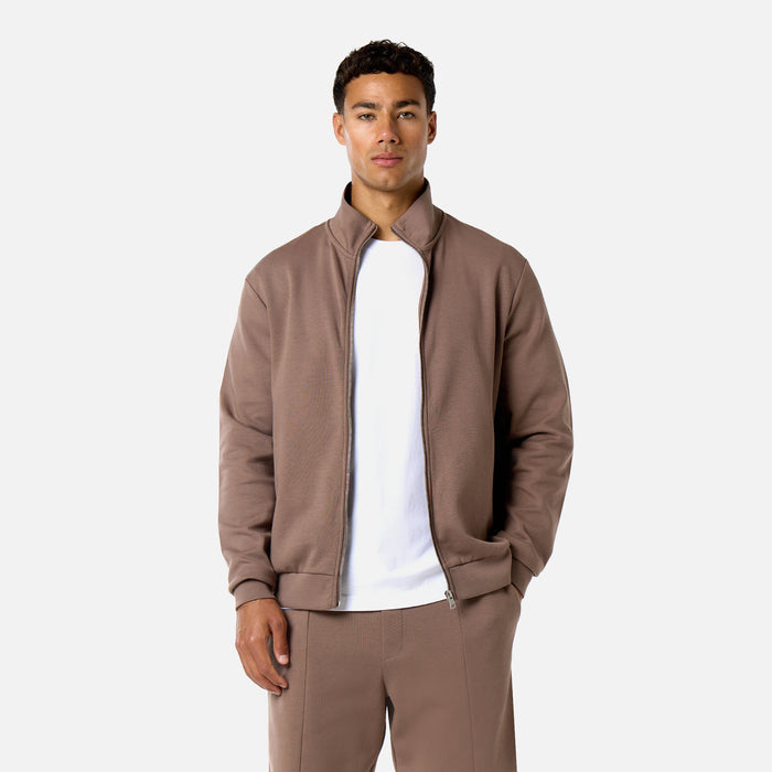 Interlock Full Zip Funnel Neck | Warm Brown