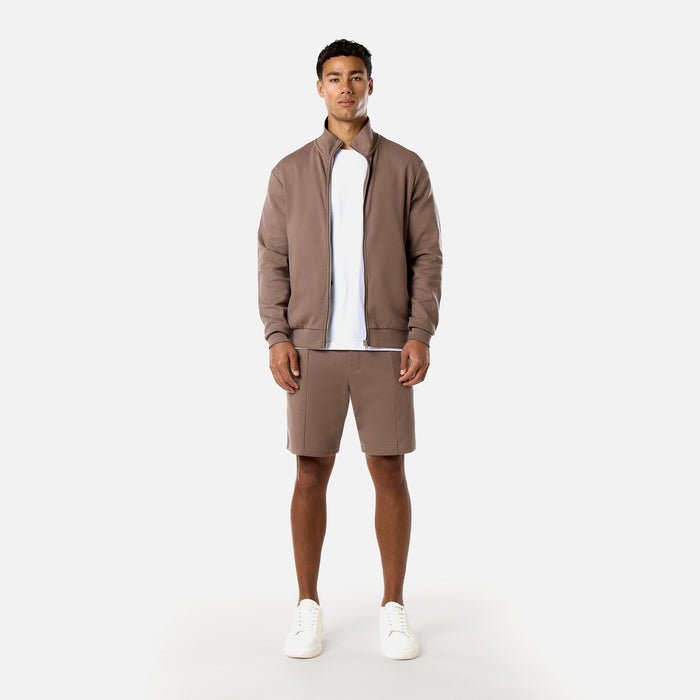 Interlock Full Zip Funnel Neck | Warm Brown