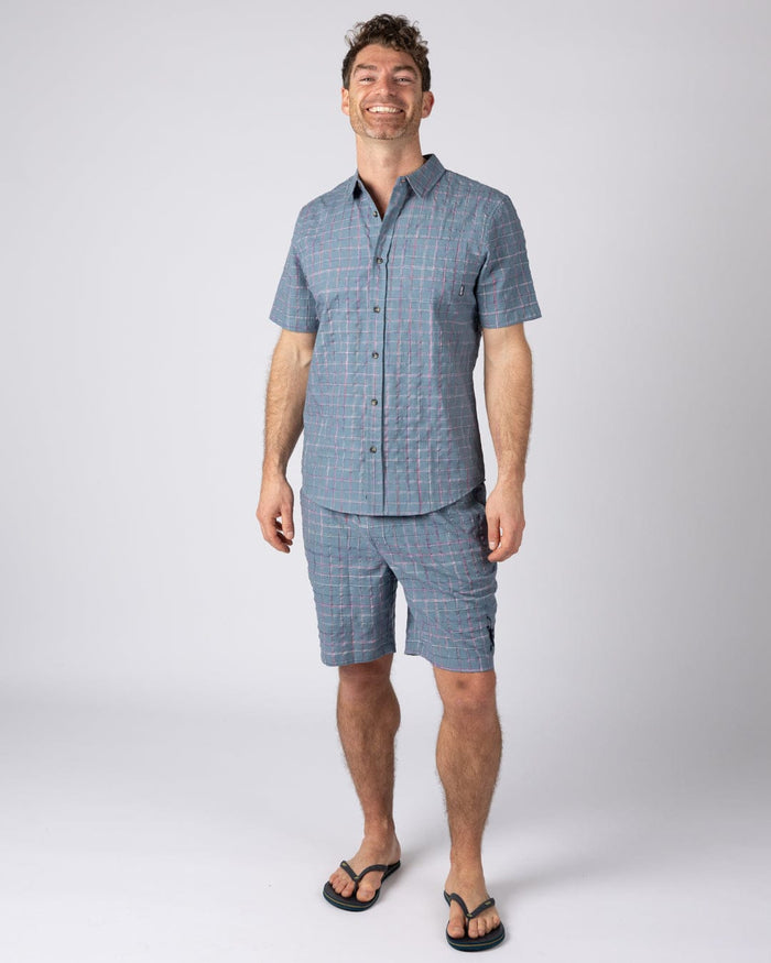 Isaad Mens Short Sleeve Shirt in Blue