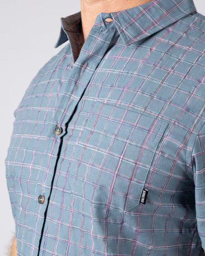 Isaad Mens Short Sleeve Shirt in Blue