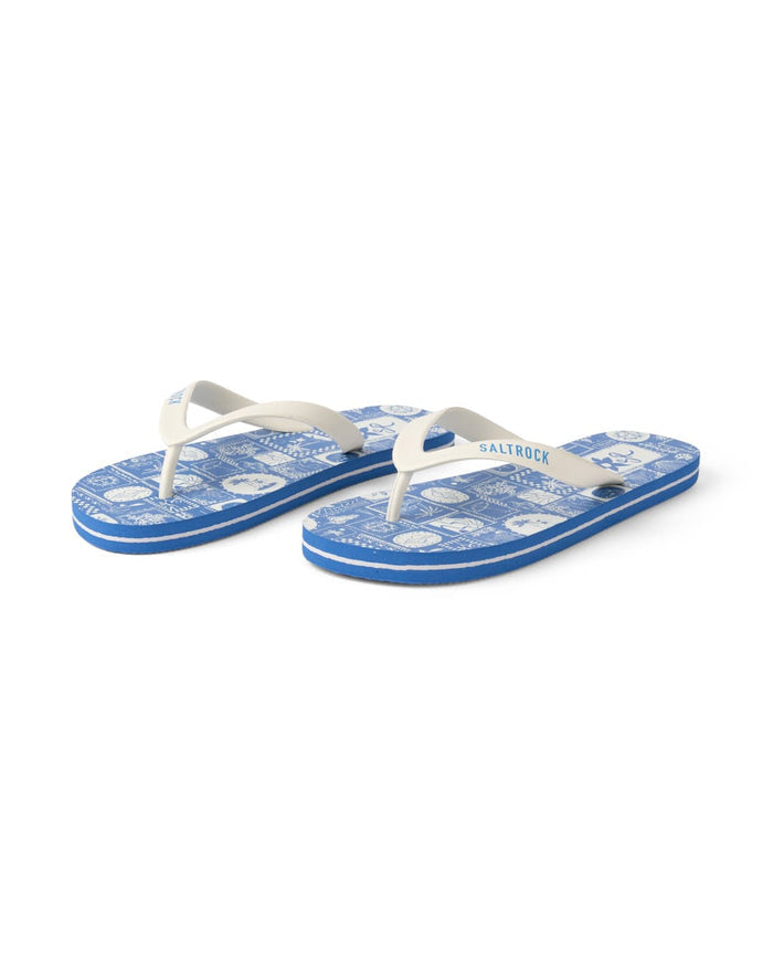 Island Tiles Womens Flip Flops in Bright Blue