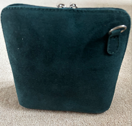 Italian Suede Bag – Minimalist Elegance in Deep Green