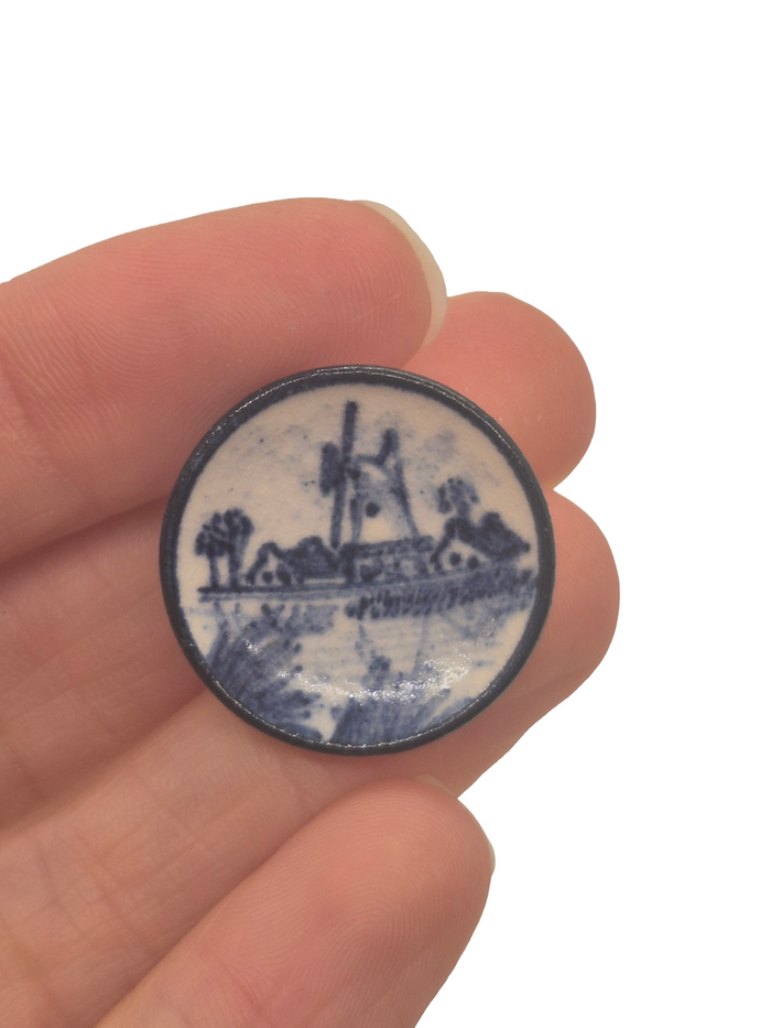 James Clark – Blue Windmill in Village Plate