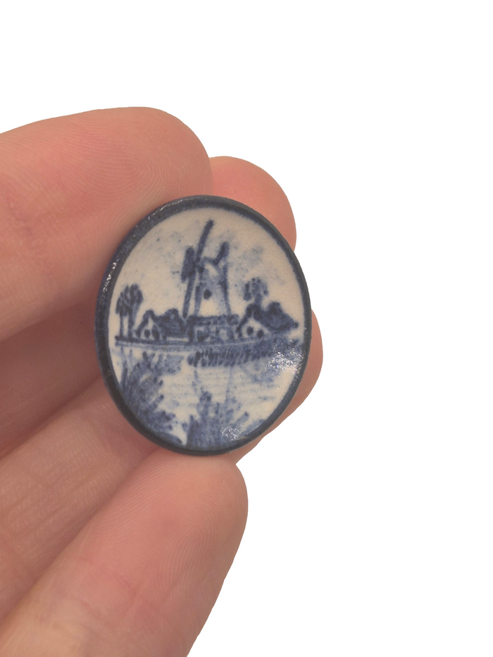James Clark – Blue Windmill in Village Plate