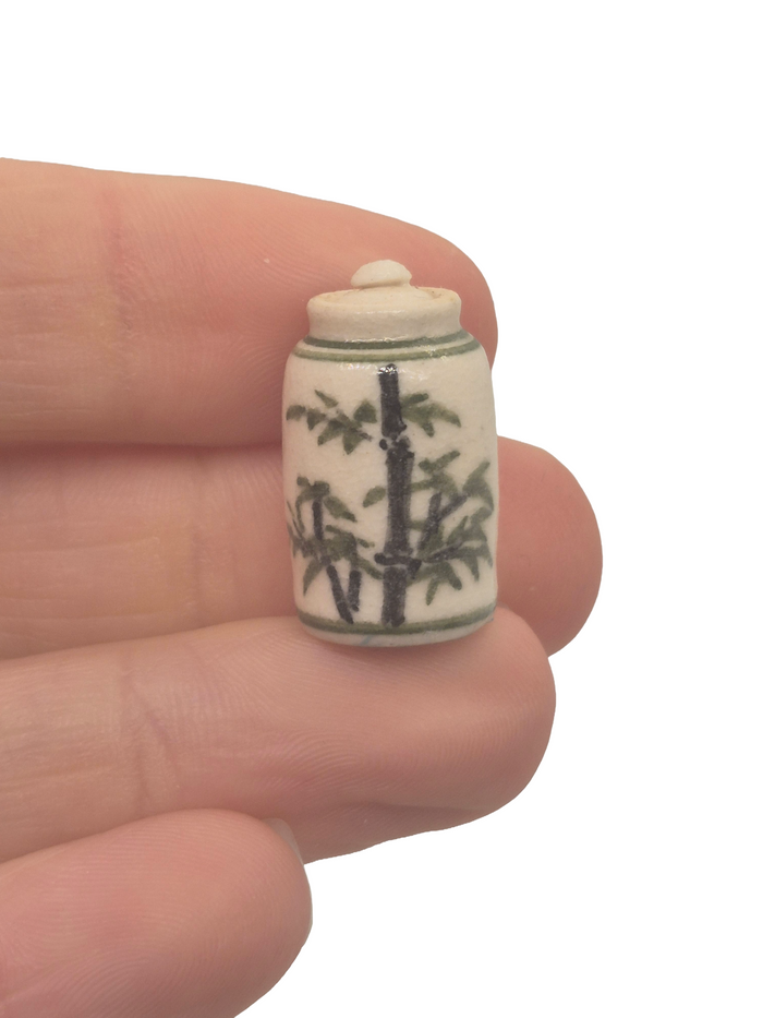 James Clark – Handmade Pottery Jar with Lid Bamboo Design