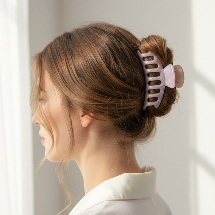 Jelly Round Comb Claw Clip - 6 Pastel Colors, Non-Slip 100% Plastic Hair Clamp (HC11398)