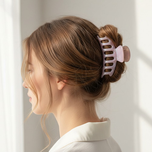 Jelly Round Comb Claw Clip - 6 Pastel Colors, Non-Slip 100% Plastic Hair Clamp (HC11398)