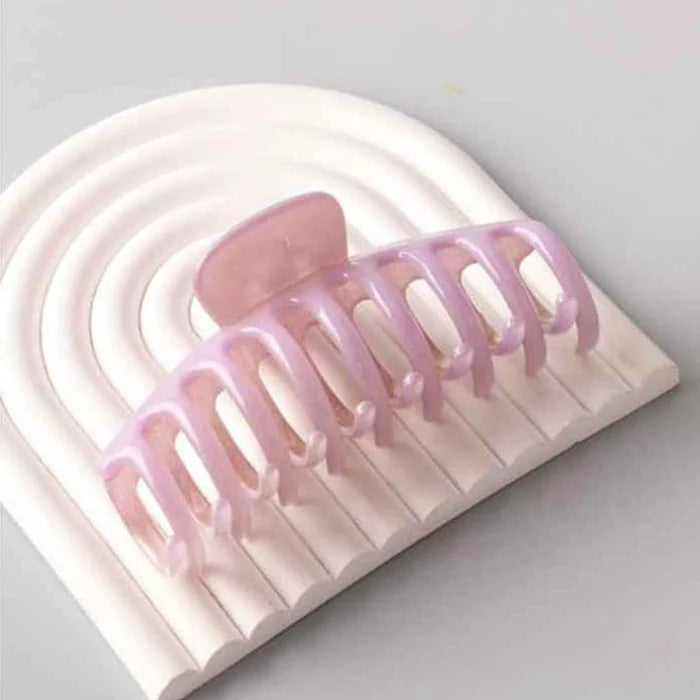 Jelly Round Comb Claw Clip - 6 Pastel Colors, Non-Slip 100% Plastic Hair Clamp (HC11398)