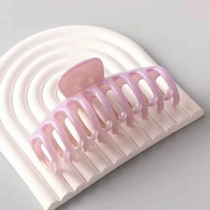 Jelly Round Comb Claw Clip - 6 Pastel Colors, Non-Slip 100% Plastic Hair Clamp (HC11398)
