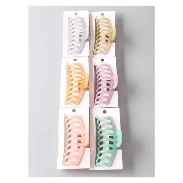Jelly Round Comb Claw Clip - 6 Pastel Colors, Non-Slip 100% Plastic Hair Clamp (HC11398)