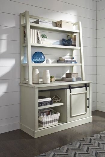 Jonileene H642-49 WhiteGray Home Office Tall Desk Hutch