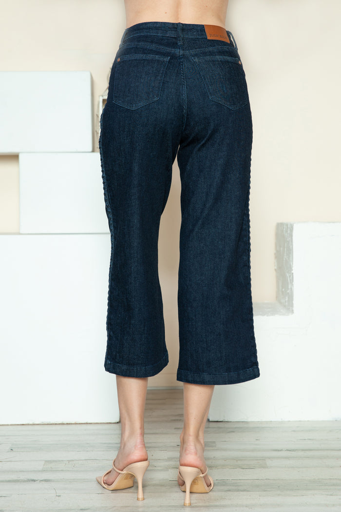 Judy Blue Full Size Side Seam Braid Detail Crop Wide Leg Jeans