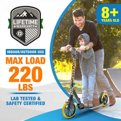 Kick Scooter for Teens & Adults, Foldable Alloy Deck, Leopard Design