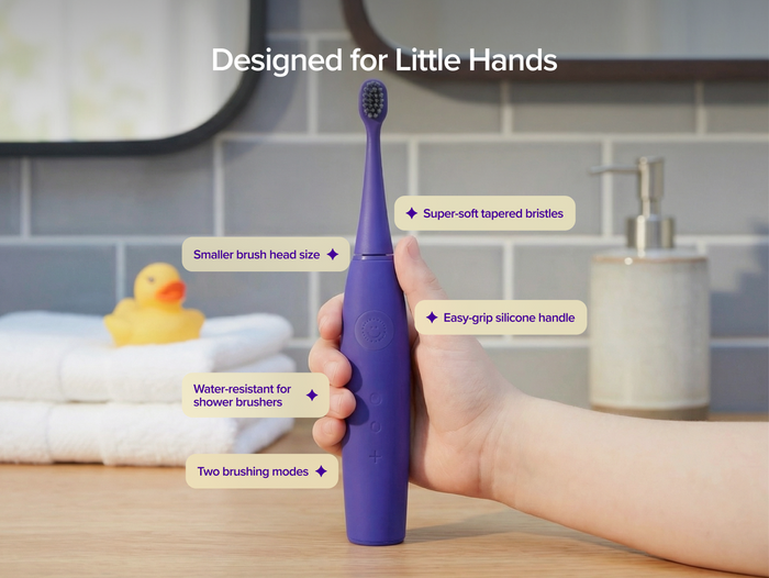 Color: Purple; kids sonic toothbrush