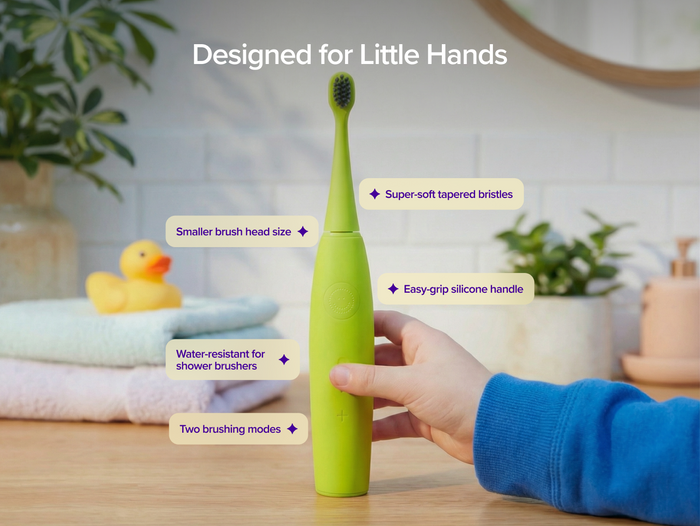 Color: Green; kids sonic toothbrush