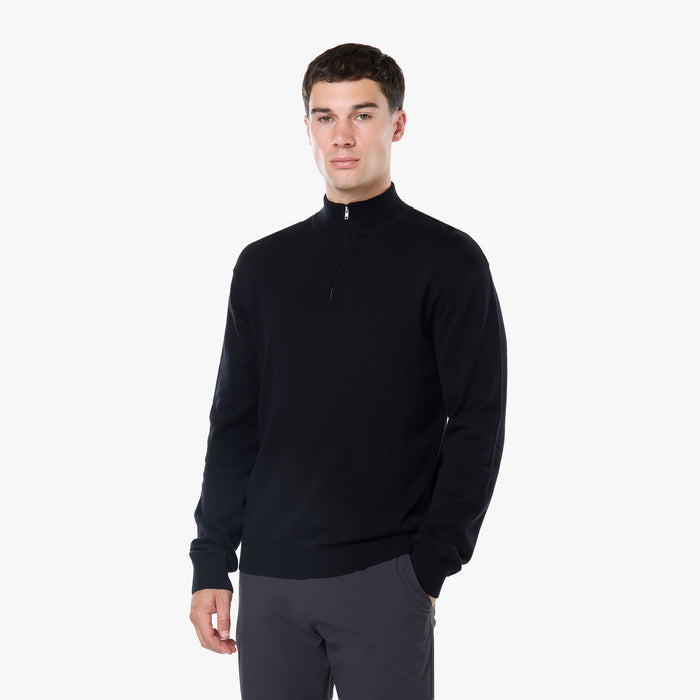 Knit 1/4 Zip Funnel Neck | Black