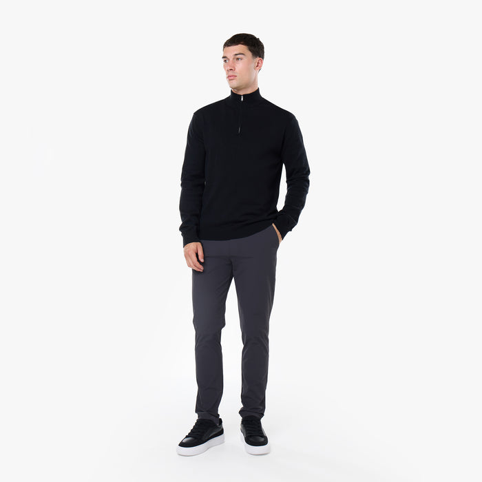 Knit 1/4 Zip Funnel Neck | Black