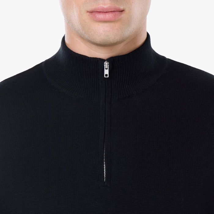 Knit 1/4 Zip Funnel Neck | Black