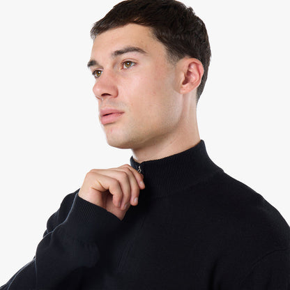 Knit 1/4 Zip Funnel Neck | Black
