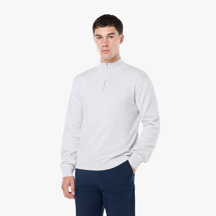 Knit 1/4 Zip Funnel Neck | Grey Marl