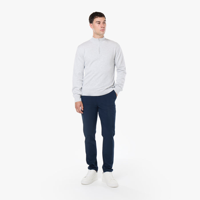 Knit 1/4 Zip Funnel Neck | Grey Marl
